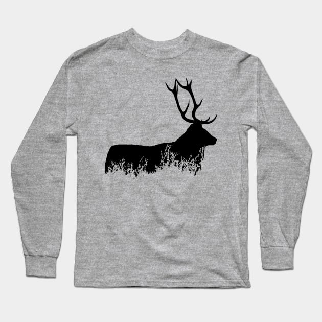 Stag Silhouette art Long Sleeve T-Shirt by Simon-dell